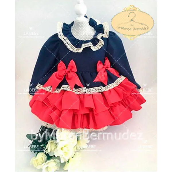 Vestido de niña RHITA Marino azul marino y rojo