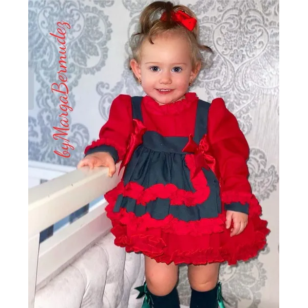 Vestido combinado Rojo-Marino