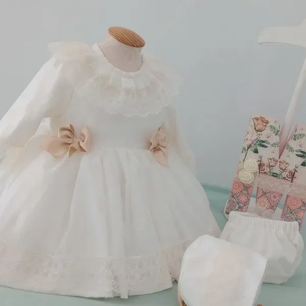Vestido de niña romántico MAFY blanco rotocomplementos-marino-barcelona-otoño