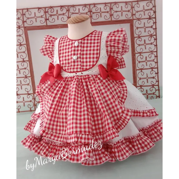 Vestido de niña vichy rojo ROSAURA