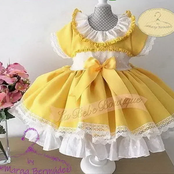 Vestido de niña Amarillo Vintage-OUTLET-VERANO-SEMANASANTA-OFERTAS-AMARILLO