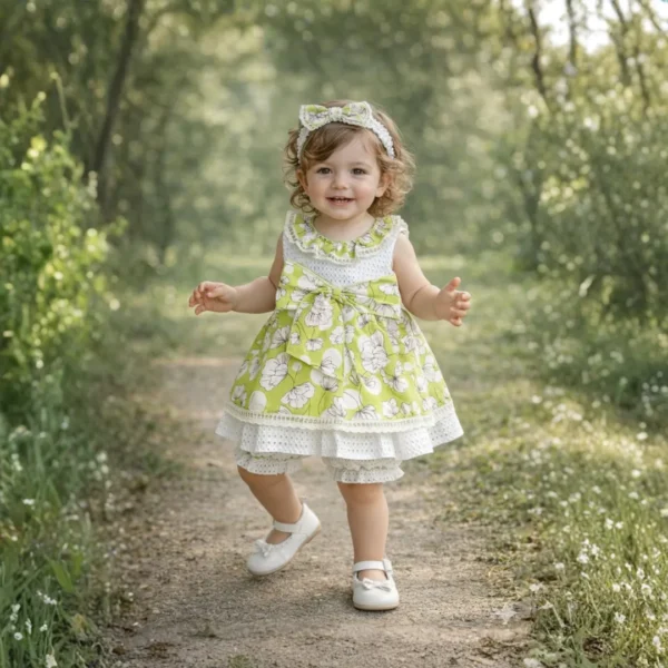 Vestido de niña: ABRIL-PISTACHO