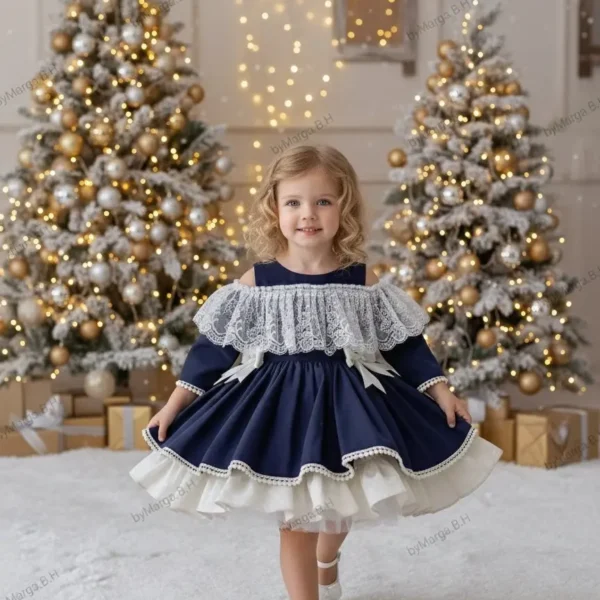 Vestido de niña: AURORA Marino