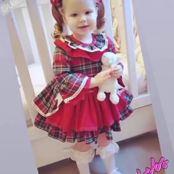 vestido niña tartan rojo navidad vuelo elegante Emma