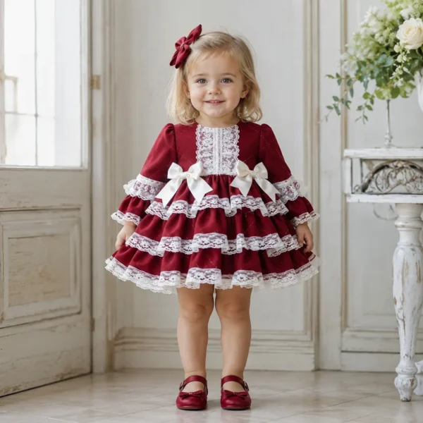 Vestido niña burdeos Esther de invierno