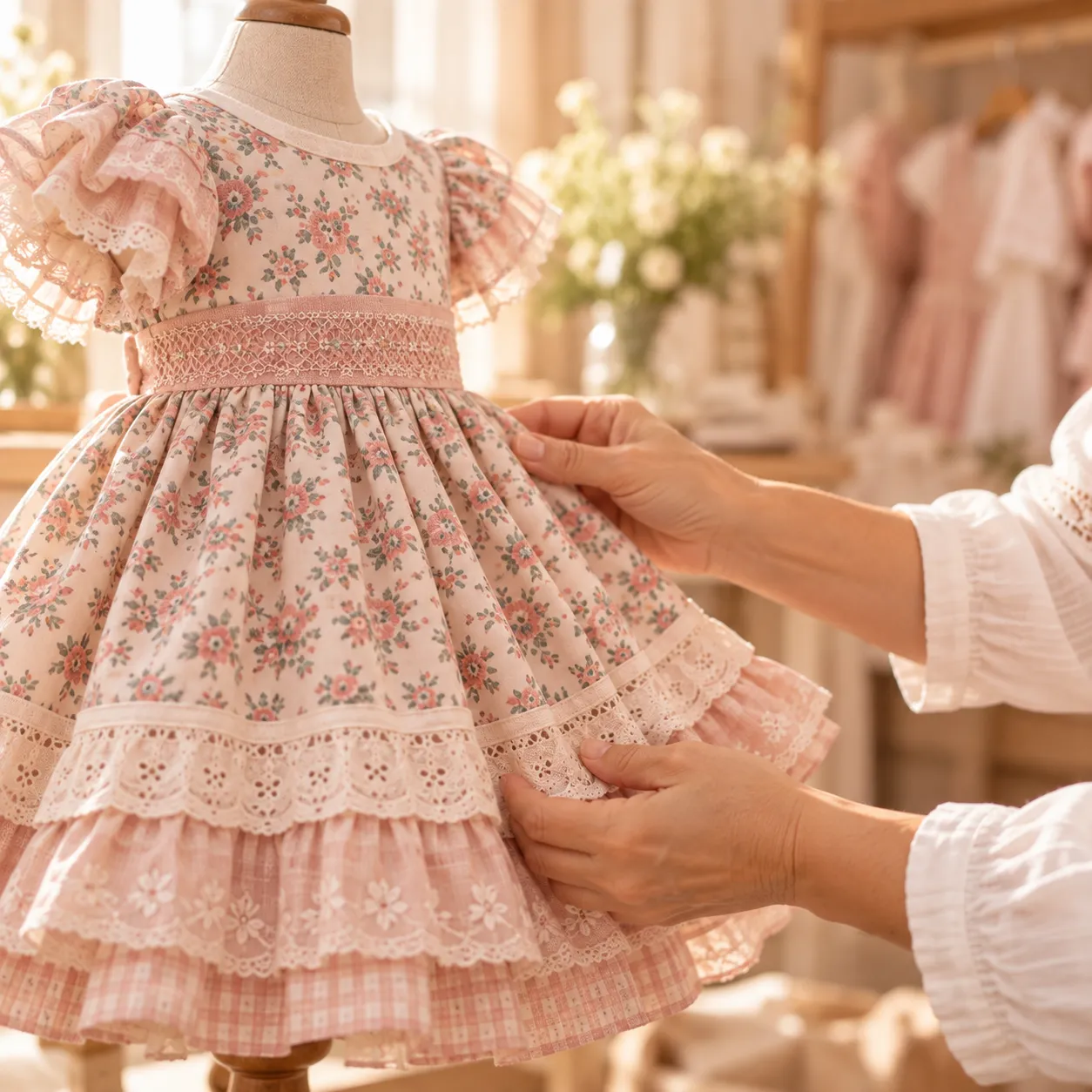 Vestido infantil diseñado por byMargaBermúdez en el atelier